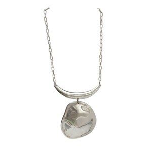 Chico's Silver Tone Pendant Abstract Necklace With Chain
